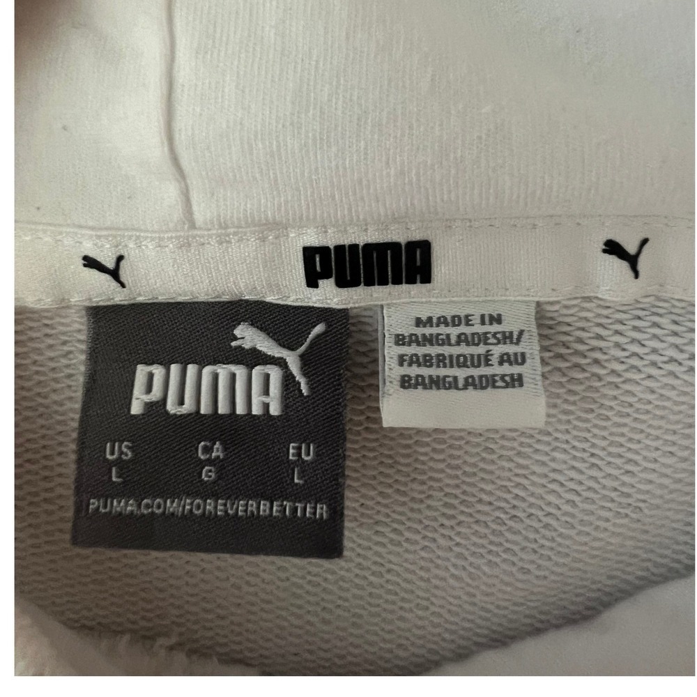 Puma Womens White Cropped Hoodie Rainbow Logo Sweatshirt Large (1092) - Picture 4 of 12